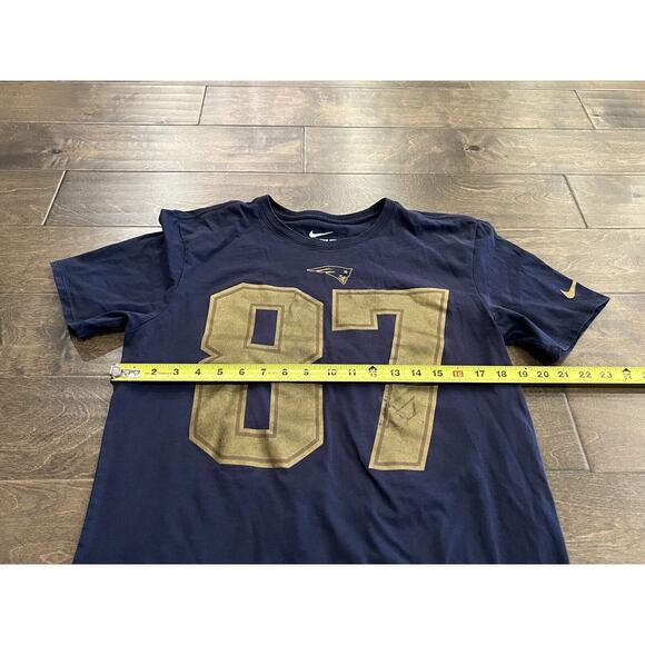 Nike Mens Navy Athletic Cut The Nike Tee Rob Gronkowski #87 NE Patriots Size L - Picture 9 of 12